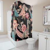民族の花や葉ペイズリーヴィンテージの葉 シャワーカーテン (インサイチュ)
