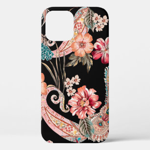 民族の花や葉ペイズリーヴィンテージの葉 iPhone 12ケース