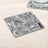 民族の落書き スクエアペーパーコースター (アングル)