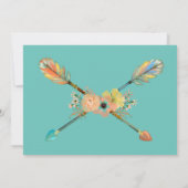 民族の赤ちゃんの女の子のネイティブ トライバル ヘアバンド モカシン 招待状 (裏面)