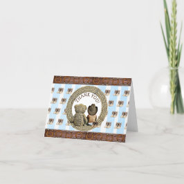 民族の赤ちゃんカウボーイとテディベアの感謝カード サンキューカード