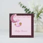 民族の赤ちゃん女の子の月と星のシャワー招待状 招待状 (スタンド正面)