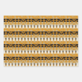 民族の部族の黄金色の幾何学 ラッピングペーパーシート