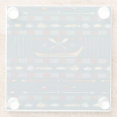 民族の魚釣りパターン ガラスコースター (裏面)