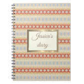 民族のbohoのスタイルの幾何学的なパターン。 金フレーム ノートブック (正面)