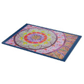 民族のvibeの鮮やかな水彩画の曼荼羅のデザイン カッティングボード (角)