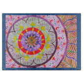 民族のvibeの鮮やかな水彩画の曼荼羅のデザイン カッティングボード (正面)