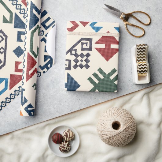 民族アステカ様式 ラッピングペーパー (クラフト)