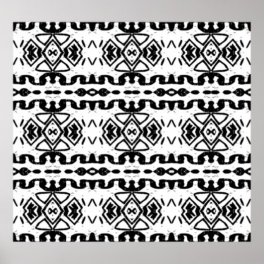 民族アステカ、ヴィンテージストライプのパターン。 ポスター (正面)