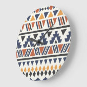 民族アステカ：手描きシームレス ラージ壁時計 (傾斜)