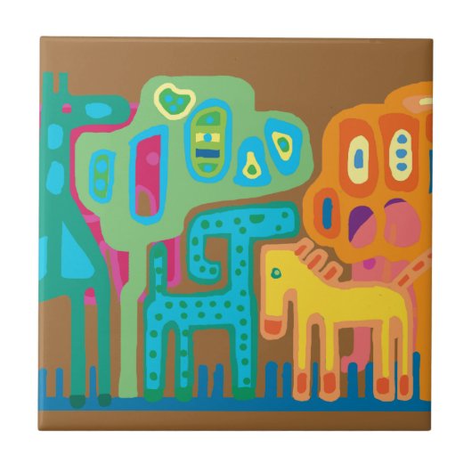 民族アフリカ タイル (正面)