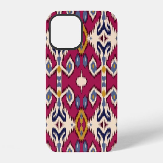 民族イカットジグザグ模様の背景 伝統的 iPhoneケース (裏面)