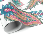 民族カラフルフローラペイズリーパターン2 ラッピングペーパー (ロールコーナー)