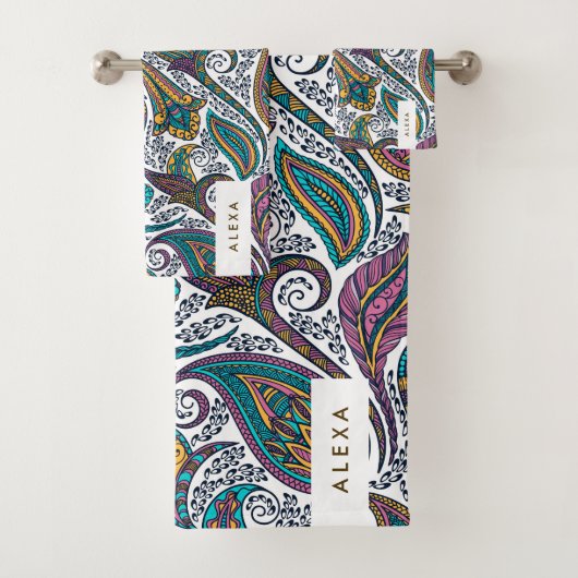 民族カラフルフローラペイズリーパターン バスタオルセット (インサイチュ)