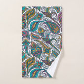 民族カラフルフローラペイズリーパターン バスタオルセット (ハンドタオル)