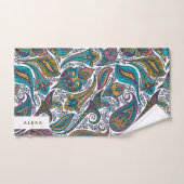 民族カラフルフローラペイズリーパターン バスタオルセット (ハンドタオル)