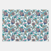 民族カラフルフローラペイズリーパターン ラッピングペーパーシート (正面)