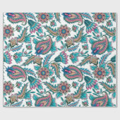 民族カラフルフローラペイズリーパターン ラッピングペーパー (フラット)