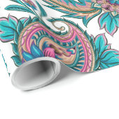 民族カラフルフローラペイズリーパターン ラッピングペーパー (ロールコーナー)