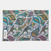 民族カラフルフローラペイズリー キッチンタオル (横)