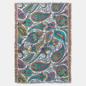 民族カラフルヴィンテージフローラペイズリーパターン スローブランケット (正面縦)