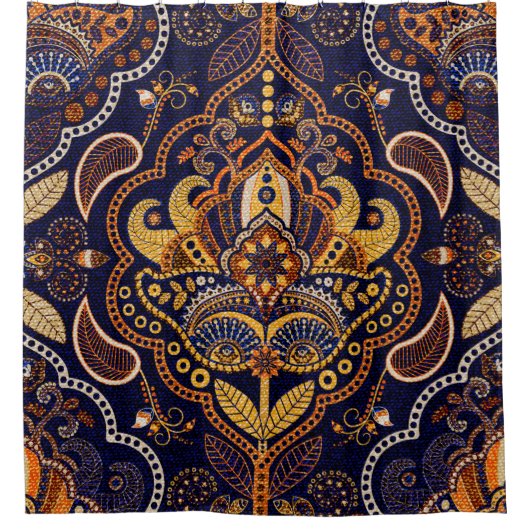 民族カラフル的継ぎ目のないパターン シャワーカーテン (正面)