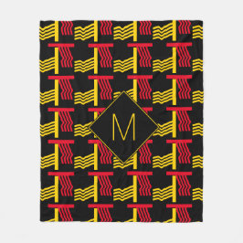 民族スタイリッシュ幾何学モノグラム フリースブランケット