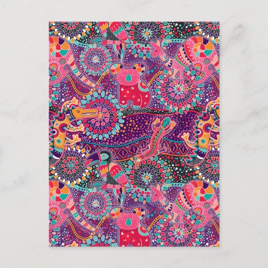 民族スタイル動物パターン2 ポストカード (正面)