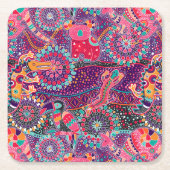 民族スタイル動物型 スクエアペーパーコースター (正面)