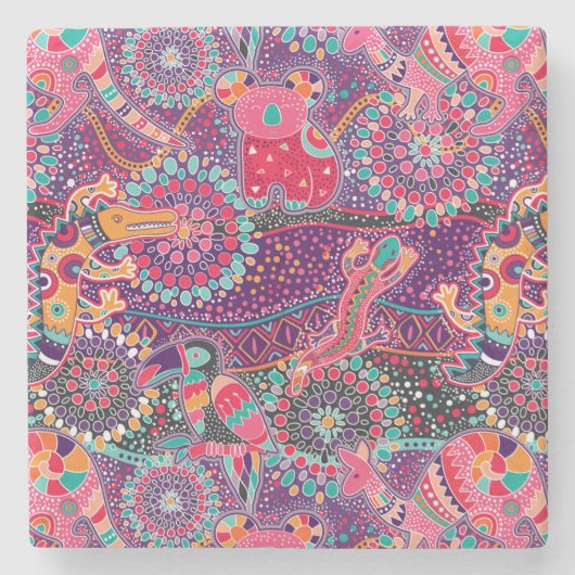 民族スタイル動物型 ストーンコースター (正面)