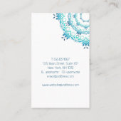 民族ティール(緑がかった色)曼荼羅。文字。スクウェア・ビジネス・カード 名刺 (裏面)