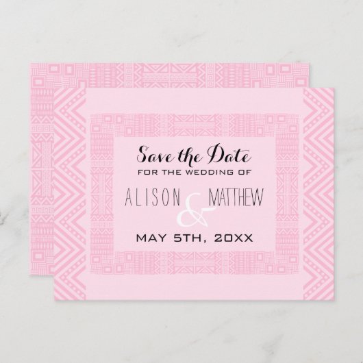 民族デザイン結婚式の日付はがき保存2 案内ポストカード (正面/裏面)