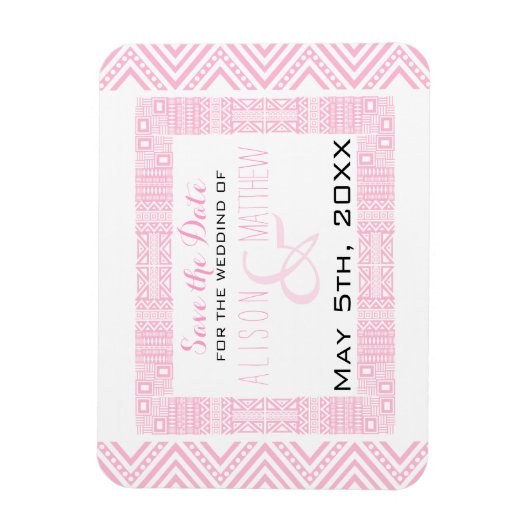 民族デザイン結婚式の日付磁石を保存1 マグネット (縦)