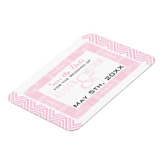 民族デザイン結婚式の日付磁石を保存1 マグネット (左側)