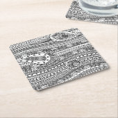 民族パターン落書き スクエアペーパーコースター (アングル)