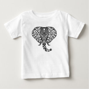 民族パターン象 ベビーTシャツ