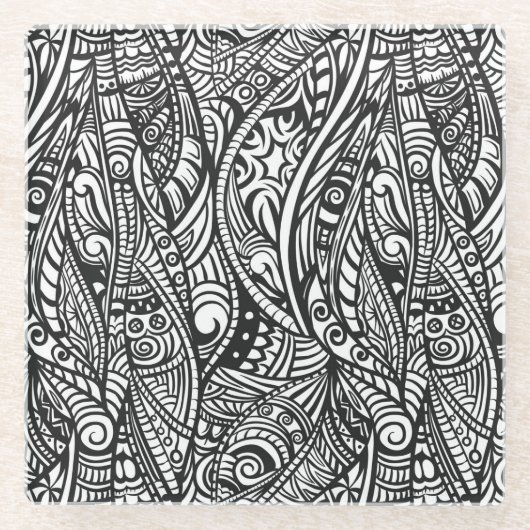 民族パターン3 ガラスコースター (正面)