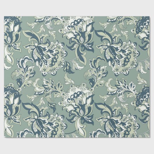 民族フローラのシームレスなパターン民俗ろうけつ染め ラッピングペーパー (フラット)