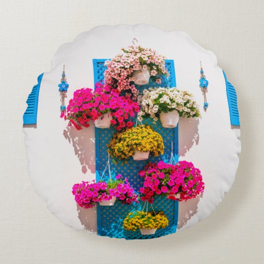 民族フローラの壁掛けスタイル庭 ラウンドクッション (正面)