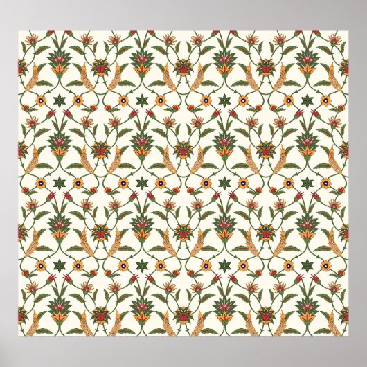 民族フローラスタイリッシュ：シームレスオーナメント。 ポスター (正面)
