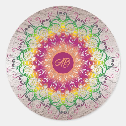 民族フローラ数々の色曼荼羅。クラシックラウンド ラウンドシール (正面)