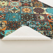 民族フローラ曼荼羅の継ぎ目のない模様。カラフル シェルパブランケット (3/4)