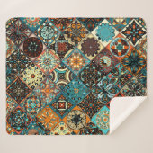 民族フローラ曼荼羅の継ぎ目のない模様。カラフル シェルパブランケット (正面(横))