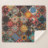 民族フローラ曼荼羅の継ぎ目のない模様。カラフル シェルパブランケット (正面(横))