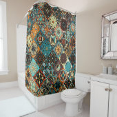 民族フローラ曼荼羅の継ぎ目のない模様。カラフル シャワーカーテン (インサイチュ)