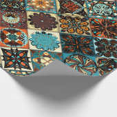 民族フローラ曼荼羅の継ぎ目のない模様。カラフル ラッピングペーパー (角)