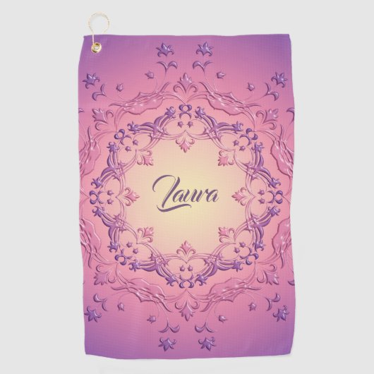 民族フローラ曼荼羅。フローラ冠 ゴルフタオル (正面)