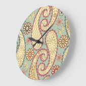 民族フローラ、ペイズリーヴィンテージスタイル。 ラージ壁時計 (傾斜)