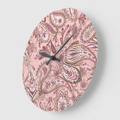 民族フローラ：東洋のペイズリーデザイン。 ラージ壁時計 (傾斜)