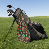 民族ブローチ シームレス パターン ゴルフタオル (グリーン)